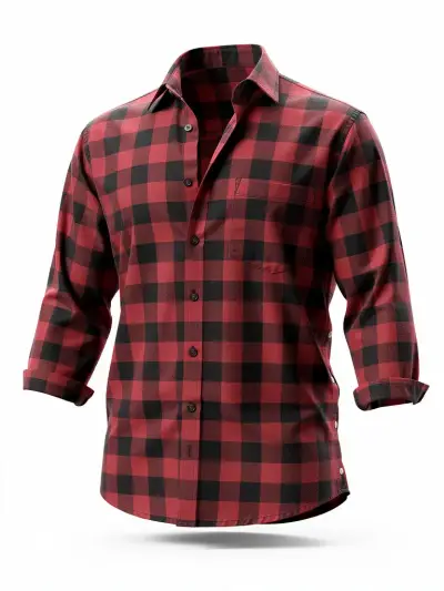 Camisa a cuadros rojo y negro - miniatura 1