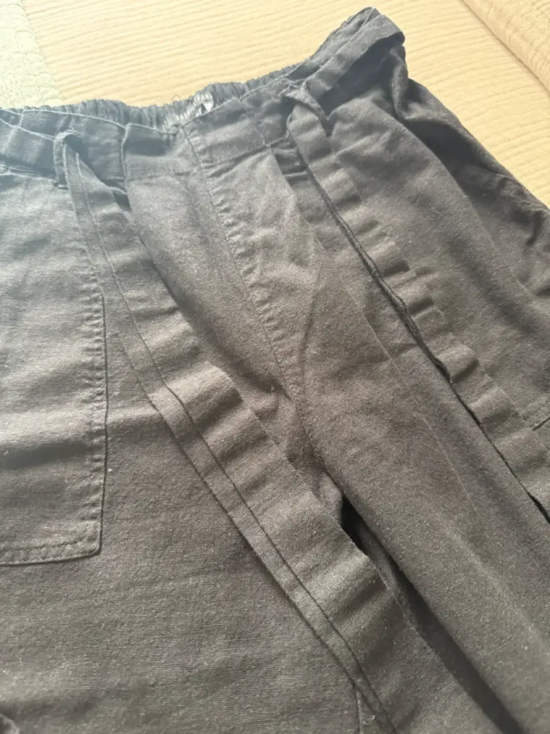 Pantalón lino negro con amarras - 2