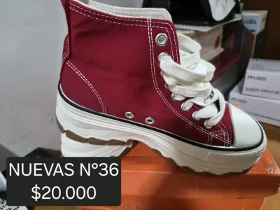 Zapatillas altas burdeos nuevas - miniatura 1