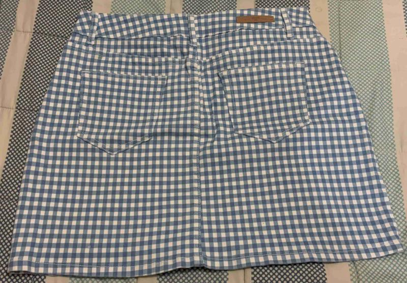Falda mini a cuadros azul - 2