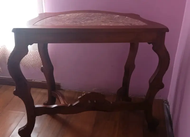 Mesa consola madera y mármol - 2
