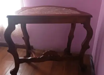 Mesa consola madera y mármol - miniatura 2