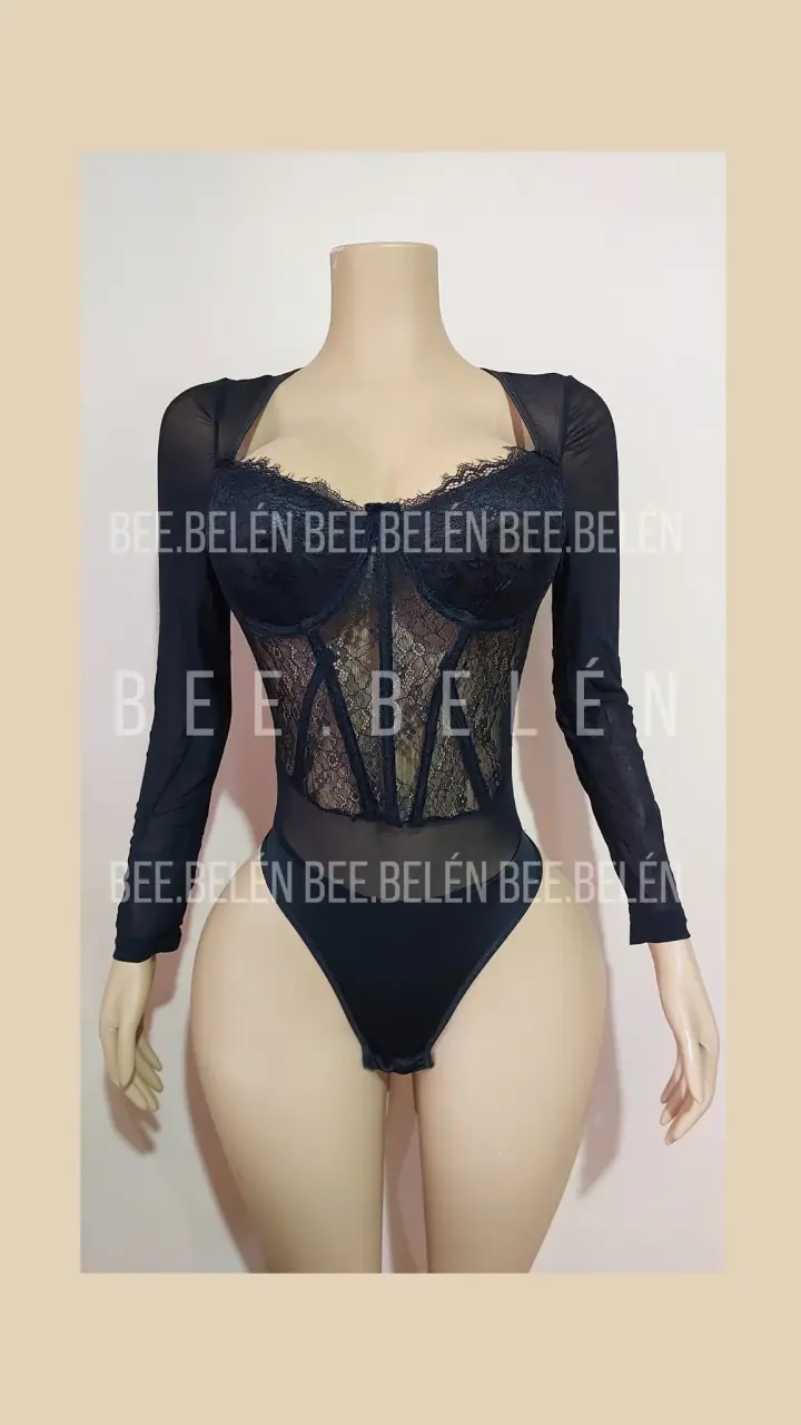 Body encaje negro elegante - 1