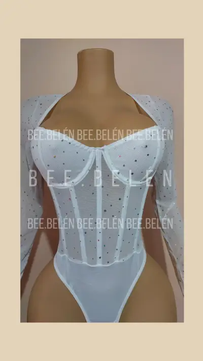 Body blanco con brillos - miniatura 4