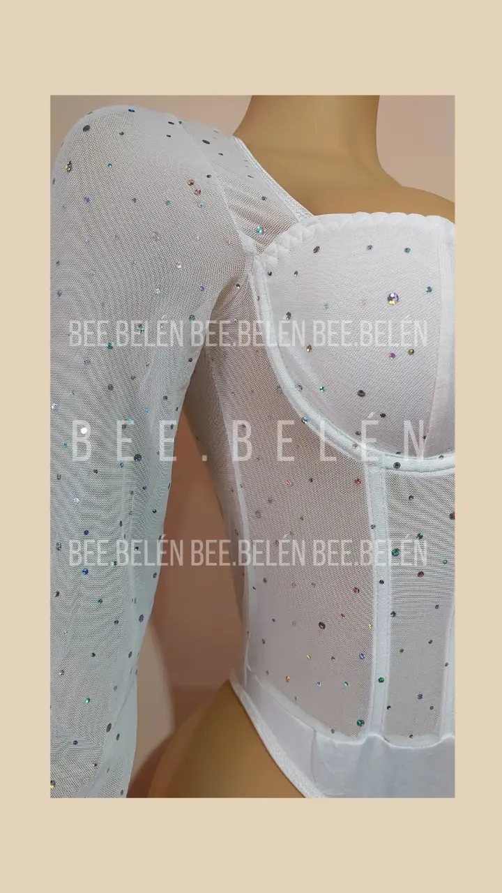 Body blanco con brillos - 5