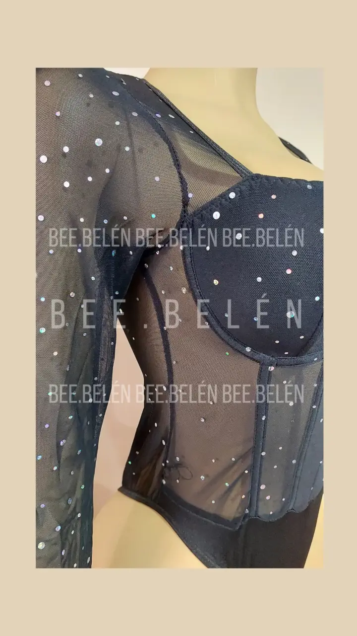 Body negro con brillos - 6