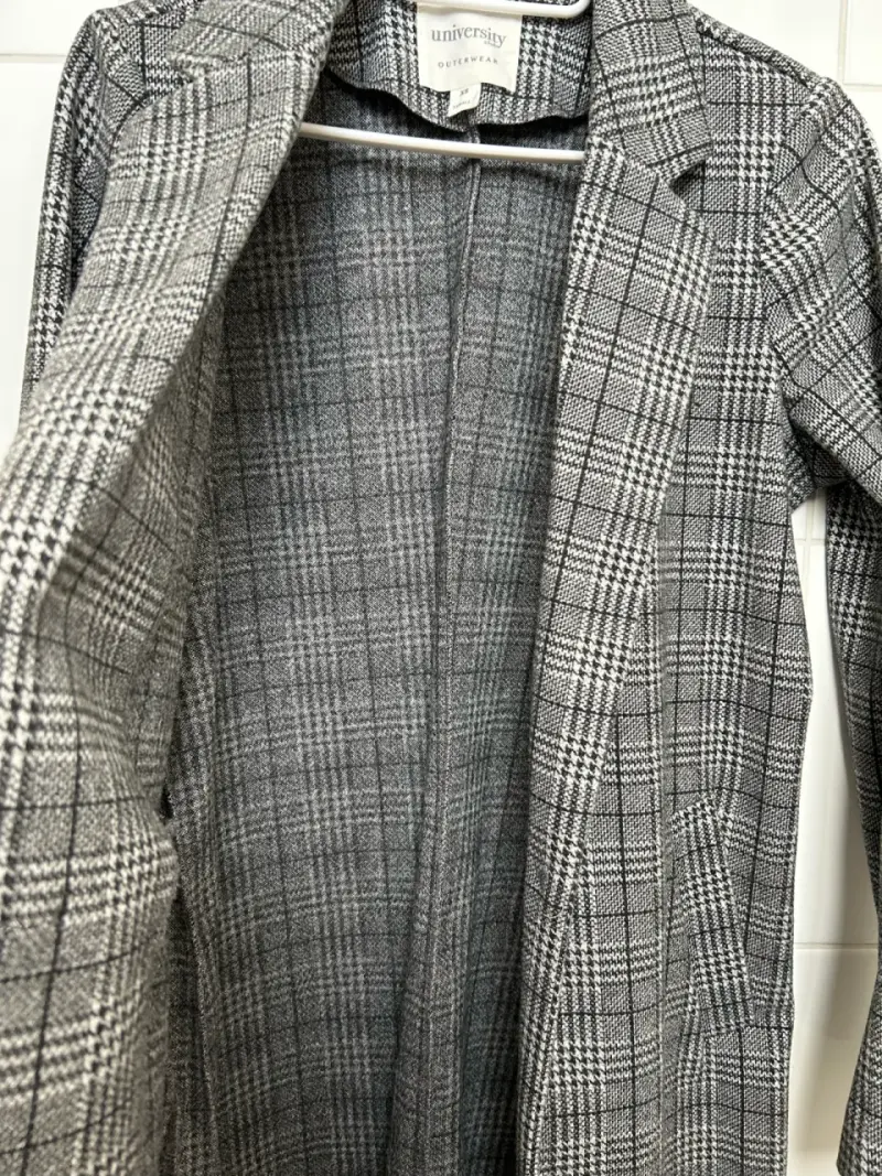 Abrigo gris de cuadros XS - 2