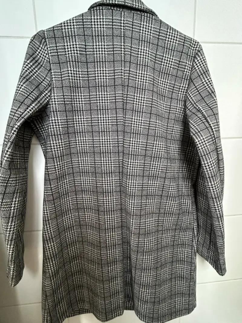 Abrigo gris de cuadros XS - 3