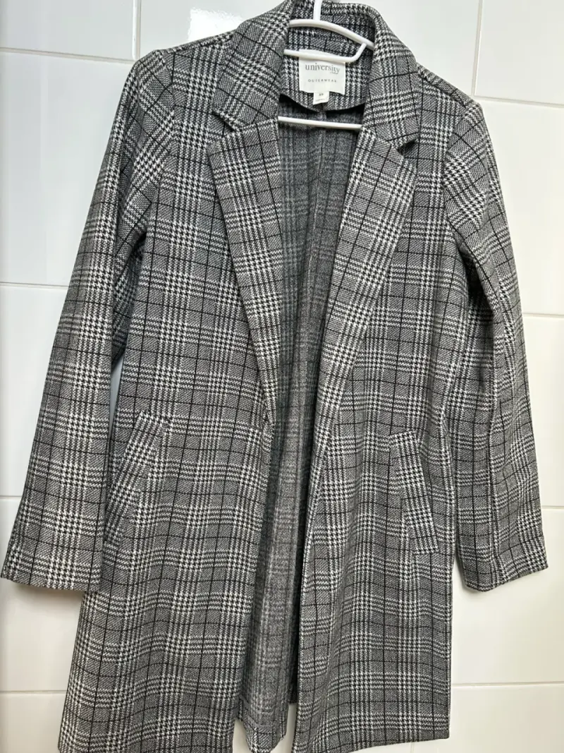 Abrigo gris de cuadros XS - 5