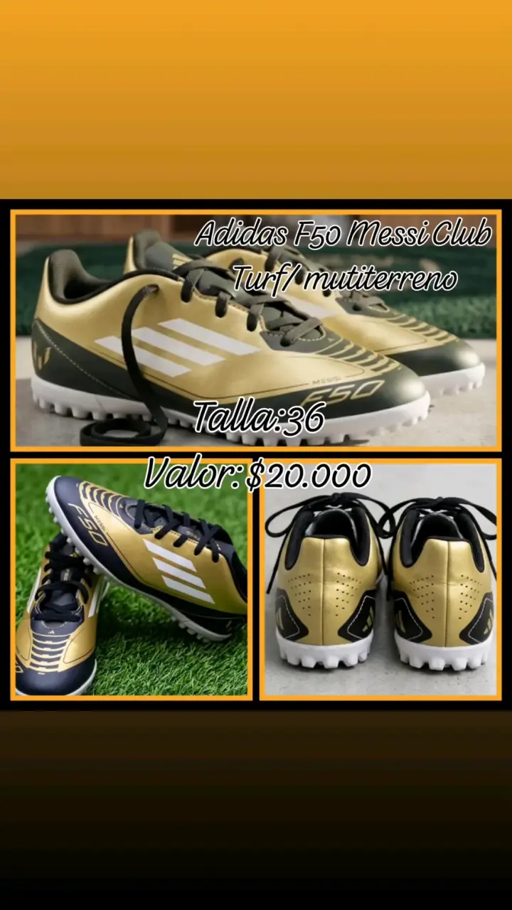 Zapatos de fútbol dorados talla 36