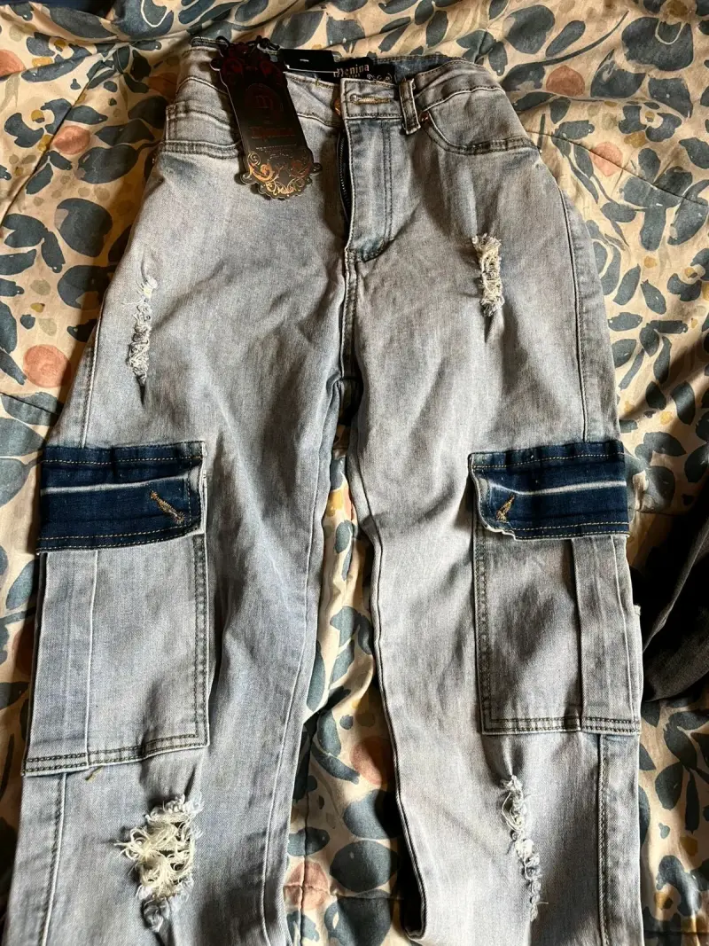 Jeans cargo gris - 1