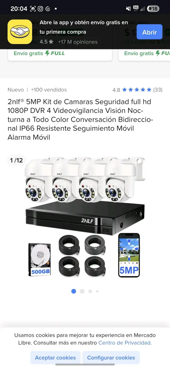 Kit DVR 4 Cámaras 5MP Seguridad - 1