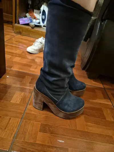 Botas de gamuza azul con taco - miniatura 3