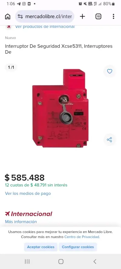 Interruptor de seguridad rojo Xcse5311 - miniatura 1