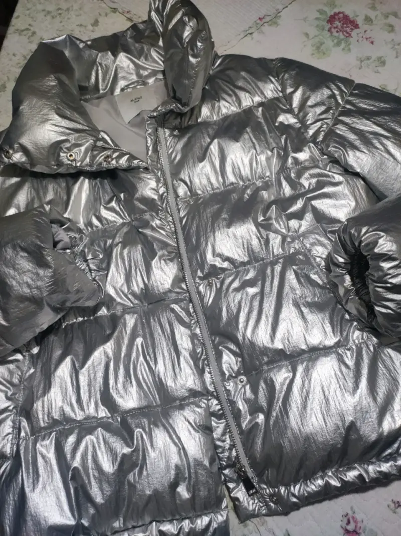 Chaqueta inflada plateada overzise - 1