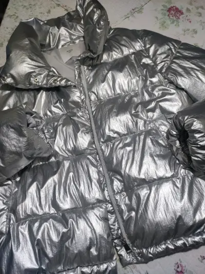 Chaqueta inflada plateada overzise - miniatura 1