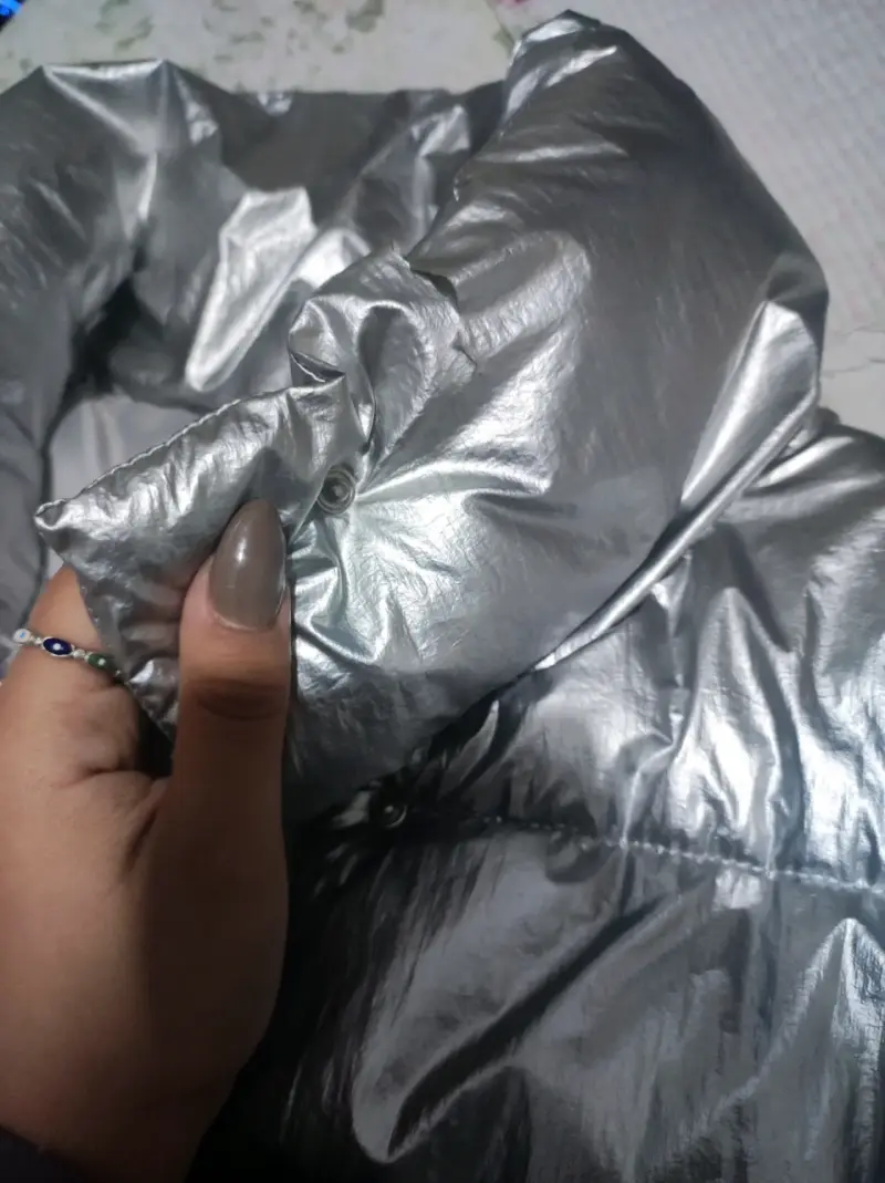 Chaqueta inflada plateada overzise - 6