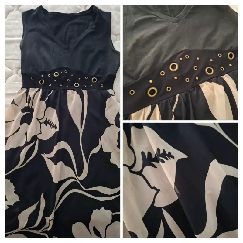 Vestido floral con aros decorativos