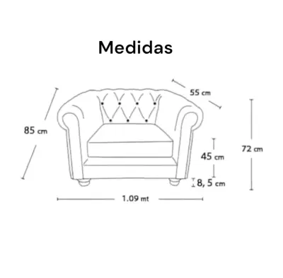 Sillón azul estilo clásico - miniatura 3