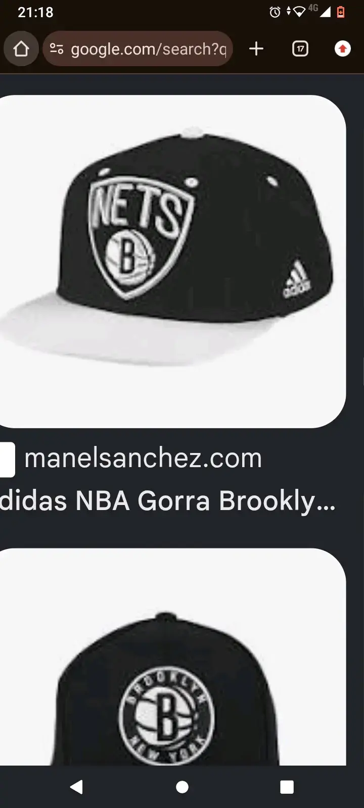 Gorra Brooklyn Nets negra y blanca