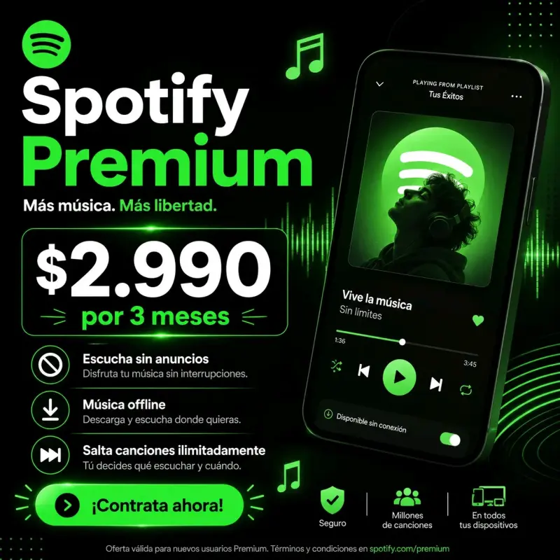 Suscripción Spotify Premium 3 meses