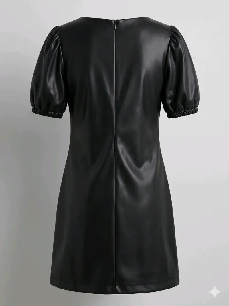 Vestido negro de cuero sintético - 1