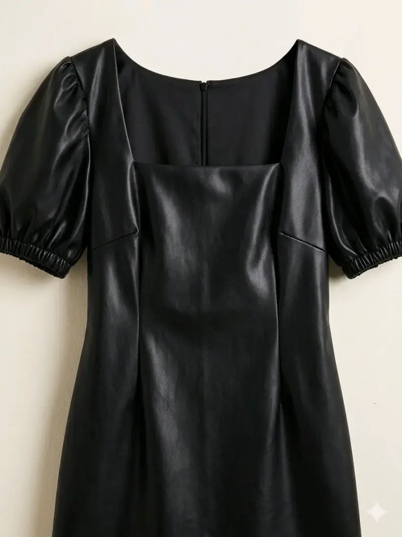 Vestido negro de cuero sintético - 2