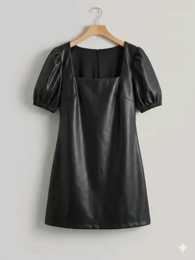 Vestido negro de cuero sintético - miniatura 3