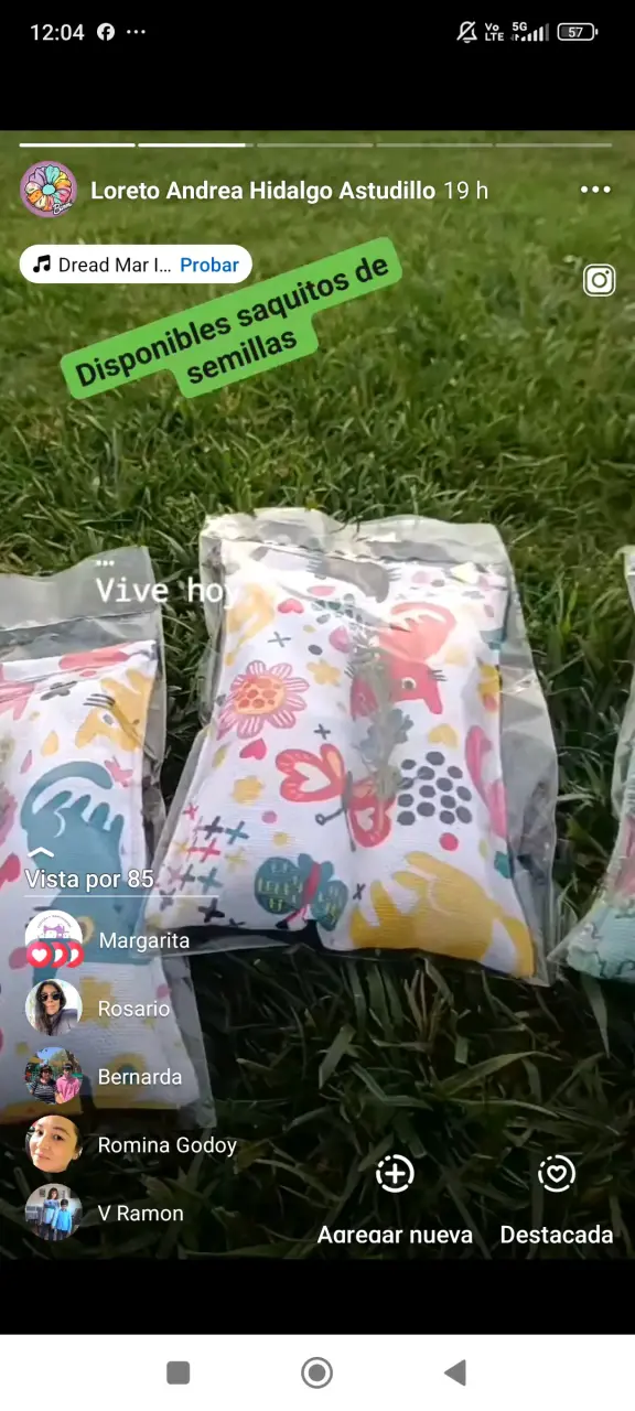 Saquitos de semillas estampados