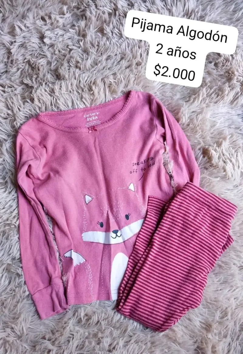 Pijama algodón niña rosa - 1