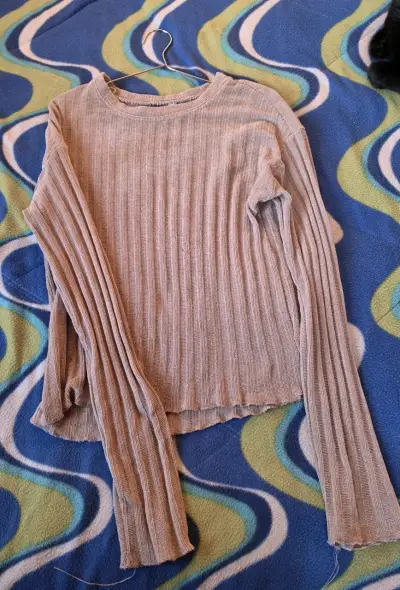 Polera beige de tejido grueso - miniatura 1