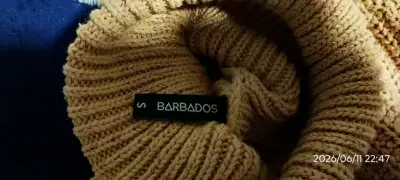 Suéter tejido cuello alto beige - miniatura 3