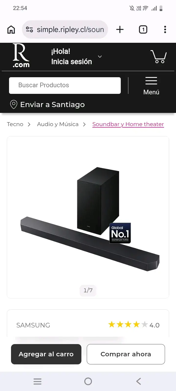 Soundbar Samsung negra
