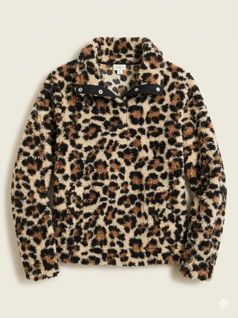 J.Crew Sherpa Fleece Leopardo Talla M - 1