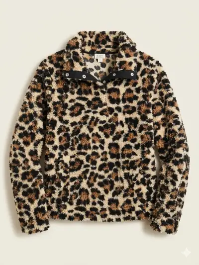J.Crew Sherpa Fleece Leopardo Talla M - miniatura 1