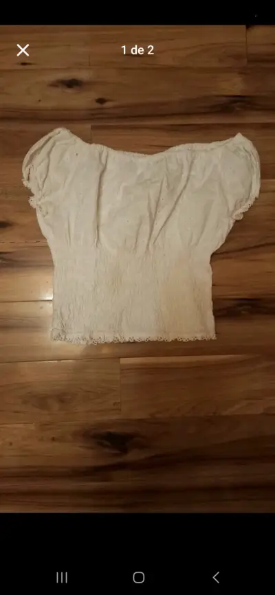 Blusa blanca algodón manga corta - miniatura 1