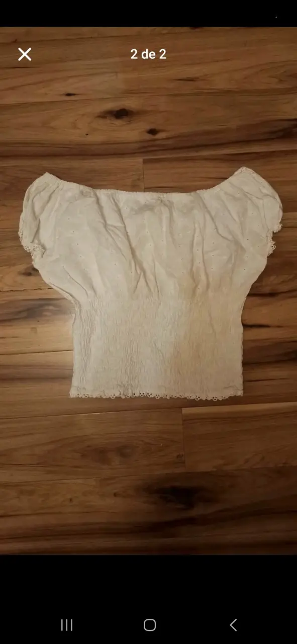 Blusa blanca algodón manga corta - 2
