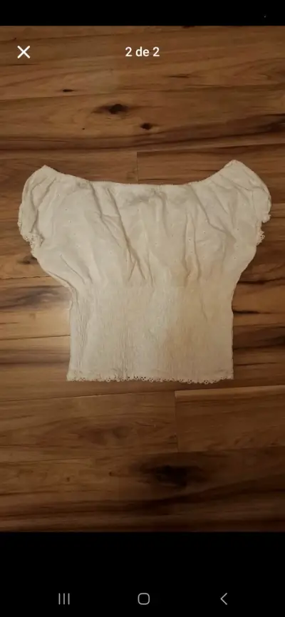 Blusa blanca algodón manga corta - miniatura 2