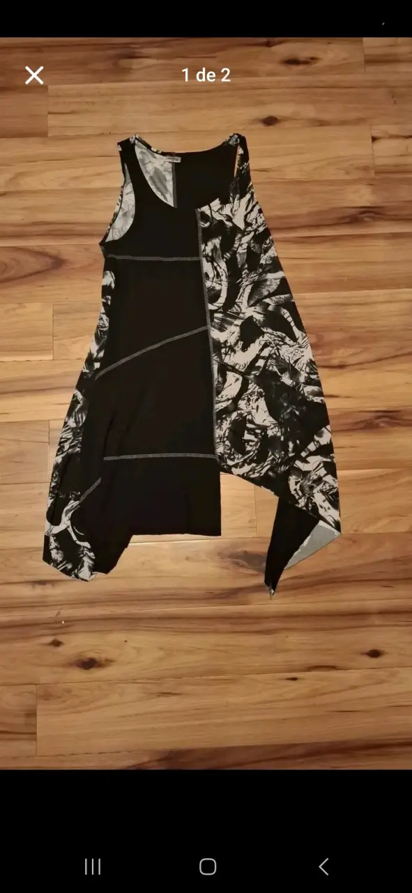 Vestido asimétrico blanco y negro - 2