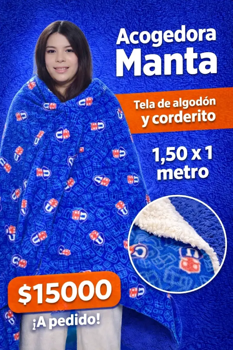 Manta acogedora azul 1.5x1m