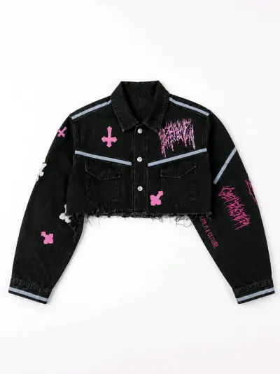 Chaqueta denim negra customizada - miniatura 1