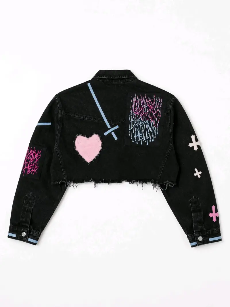 Chaqueta denim negra customizada - 2