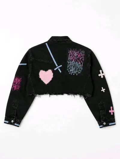 Chaqueta denim negra customizada - miniatura 2