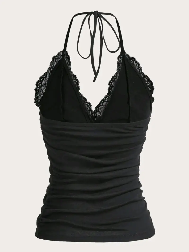 Top de encaje negro con tirantes - 2
