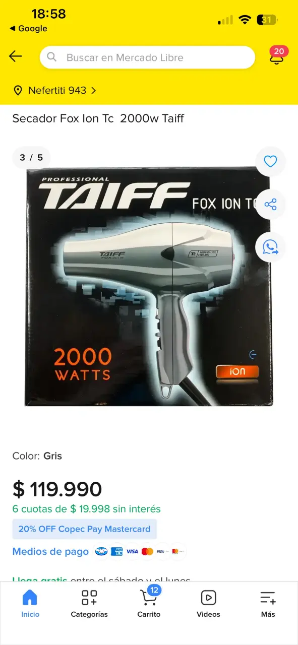 Secador de pelo Taiff profesional negro - 4
