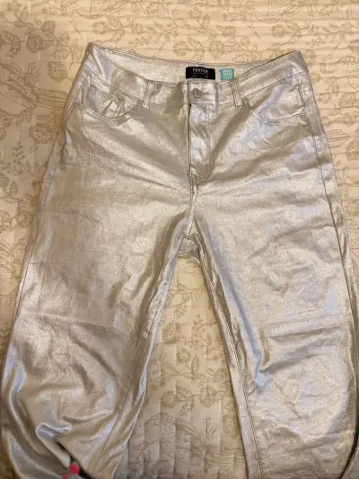 Pantalones plateados metálicos - miniatura 2