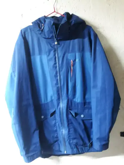 Parka azul impermeable con capucha - miniatura 1