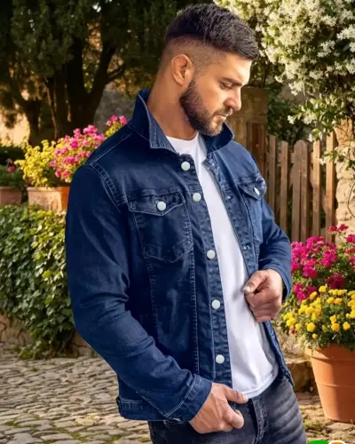 Chaqueta de mezclilla azul y Vestido de fiesta - miniatura 1