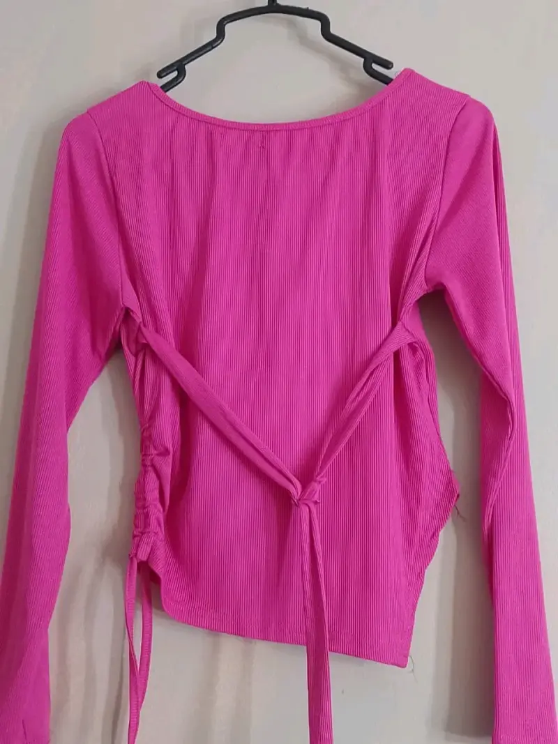 Polera fucsia manga larga - 2