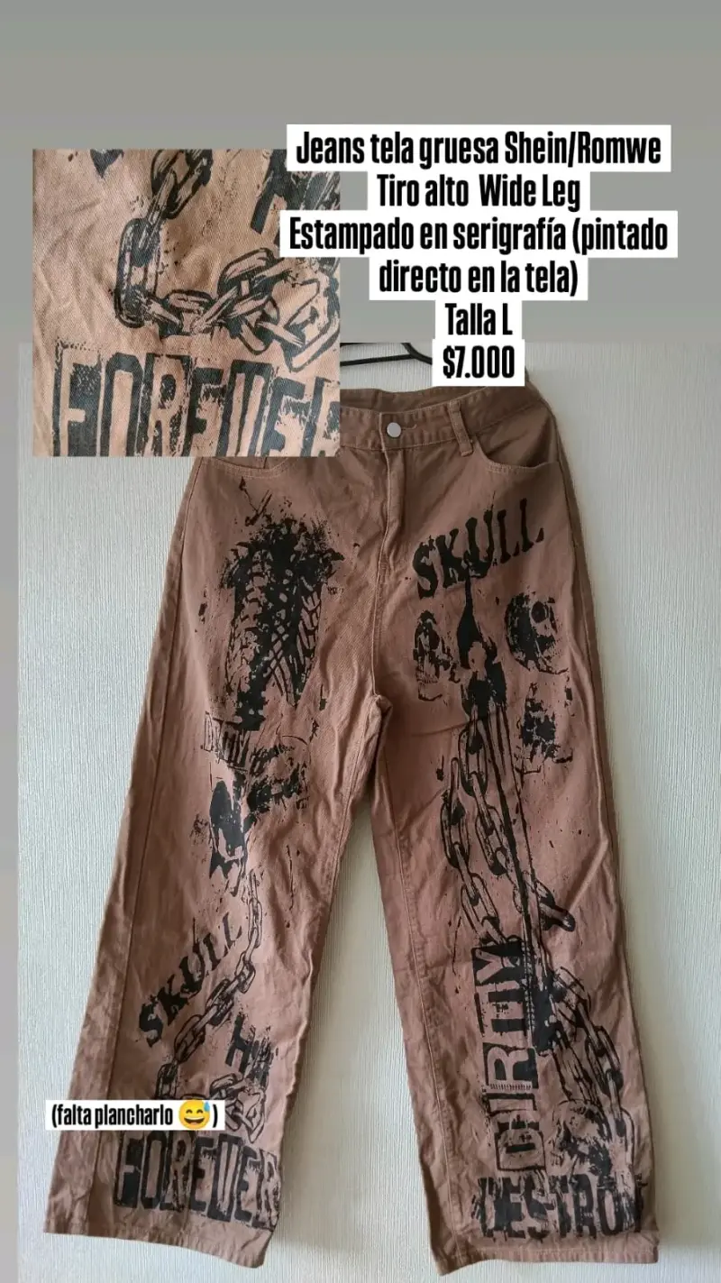 Jeans anchos tiro alto estampados